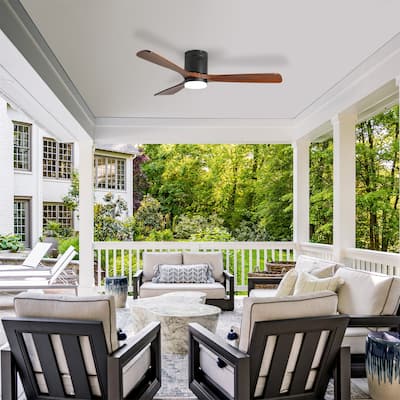 52" Ceiling Fan with Light, 3 Wood Blades and Remote Control, Reversible DC Motor