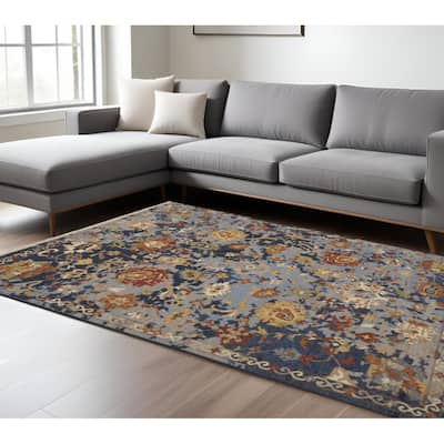 HomeRoots Floral Traditional Rectangle Area Rug - 162.00 in. x 114.00 in. x 0.20 in.