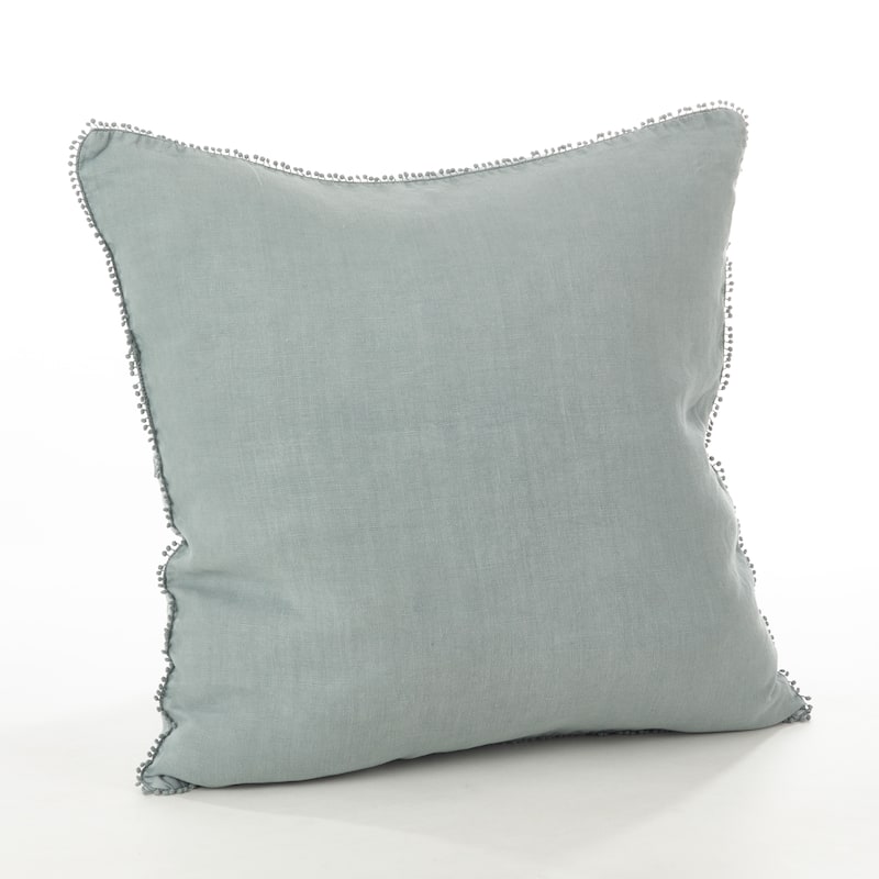 Pom Pom Design Throw Pillow - Feather Down - Blue Grey - 20"x20"