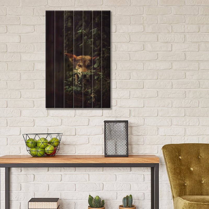 Wolf Print On Wood by Carrie Ann Grippo-Pike - Multi-Color