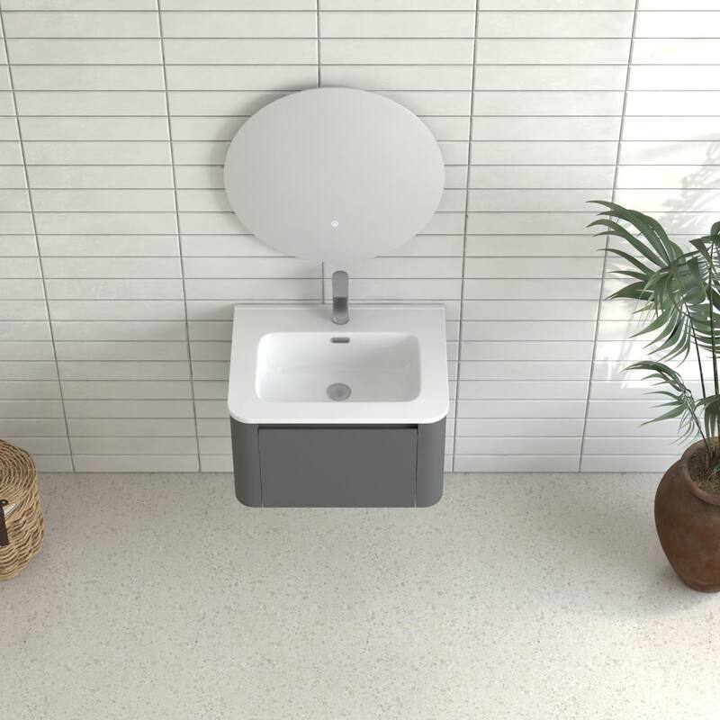 GDF Studio - Greyson American Design Floating Bathroom Vanity with Integrated Ceramic Basin and Soft-Close Drawer