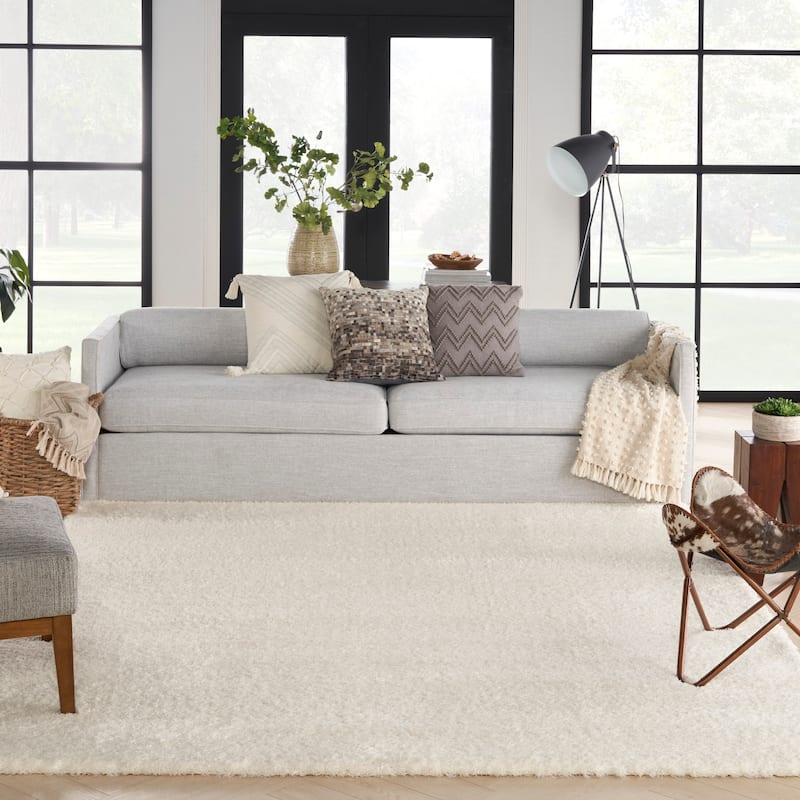 Nourison Luxurious Shag Ultra-plush Pile Glam Solid Area Rug - 9' x 12' - Ivory