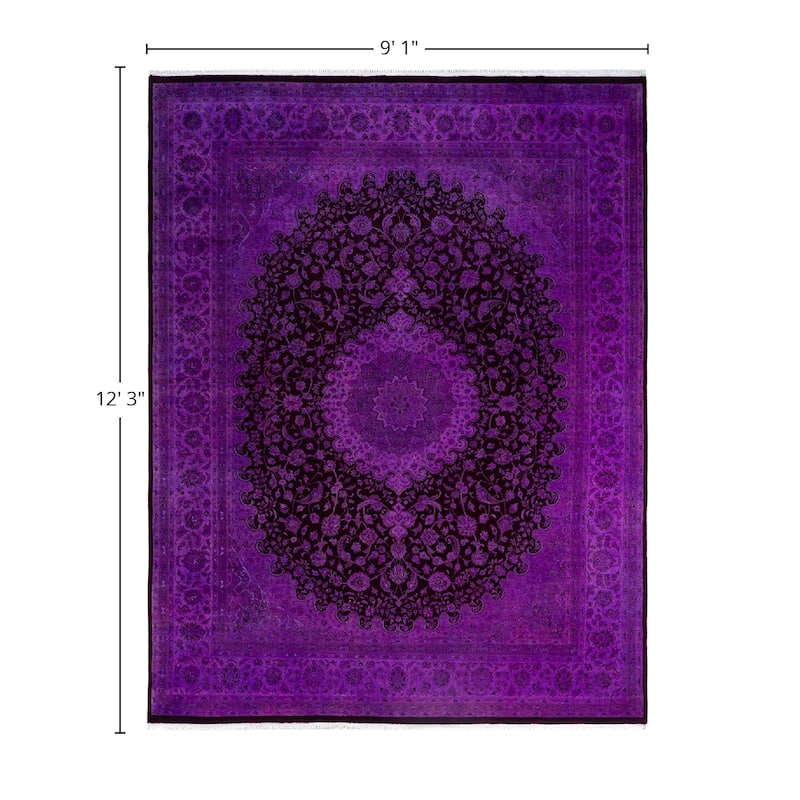 Fine Vibrance One-of-a-Kind Hand-Knotted Area Rug - Purple, 9' 1" x 12' 3" - 9' 1" x 12' 3"