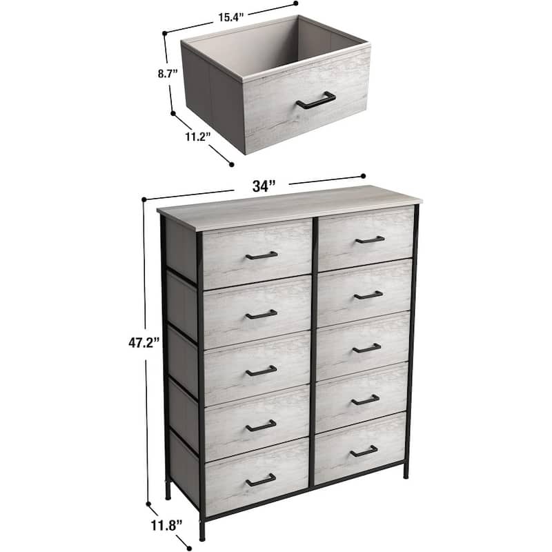 Dressers for Bedroom with 10 Drawers, Chest of Drawers for Bedroom