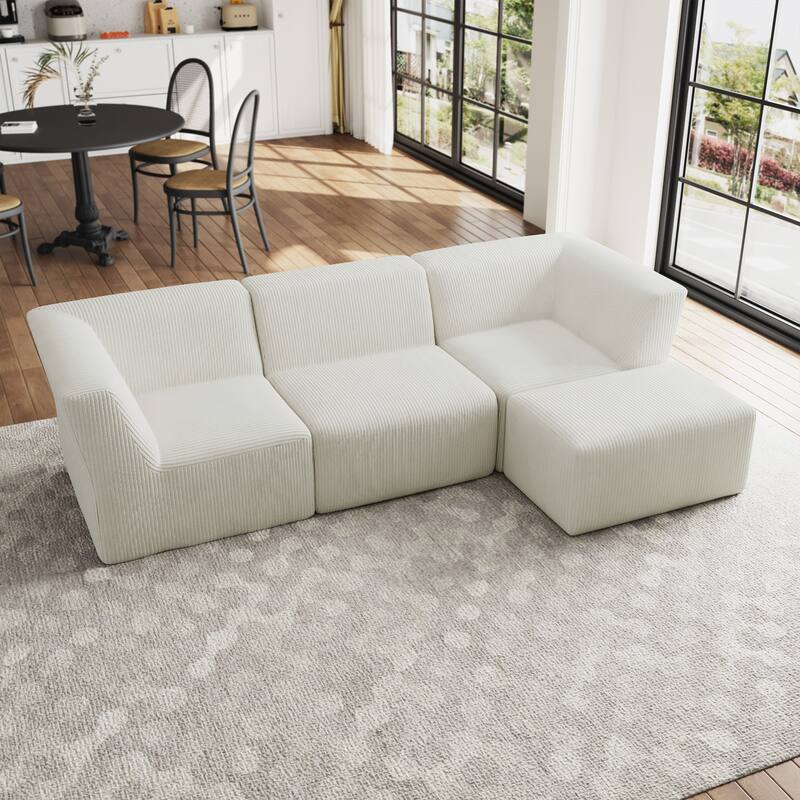 Modern Corduroy Fabric Loveseats Sofa Sectional Sofa