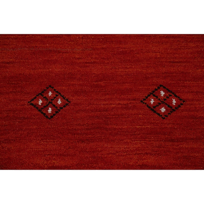 Red Gabbeh Indian Rug Hand-Knotted Wool Carpet - 4'7" x 6'5"