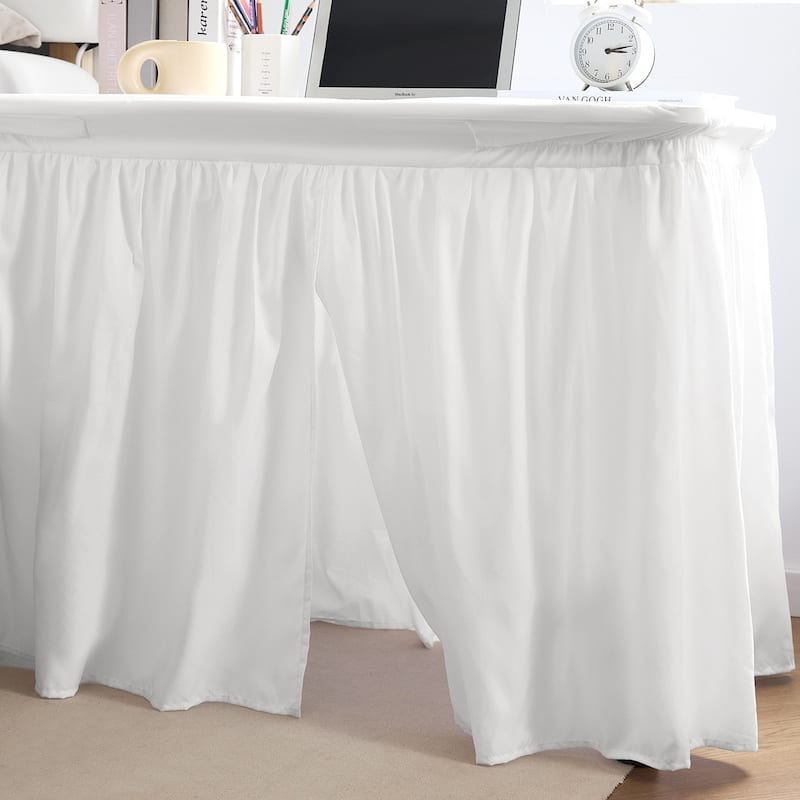 White Microfiber Dorm Desk Skirt