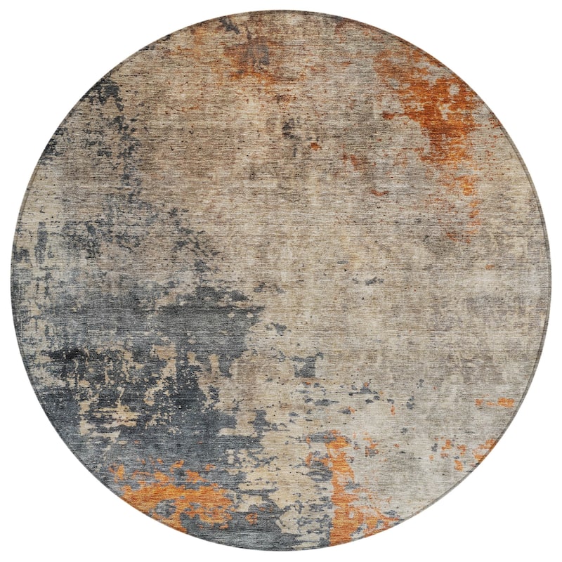Machine Washable Indoor/ Outdoor Abstract Contemporary Chantille Rug