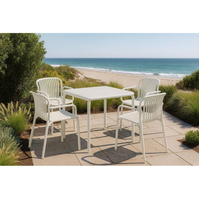 Brene 31" Square Contract Grade Outdoor Dining Table Set with 4 Chairs