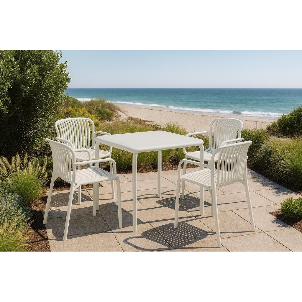 Brene 31" Square Contract Grade Outdoor Dining Table Set with 4 Chairs