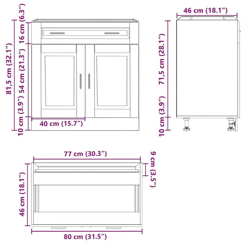vidaXL Kitchen Base Cabinet Brown oak Engineered wood Kitchen Base Cabinet - 18.1 x 31.5 x 32.1