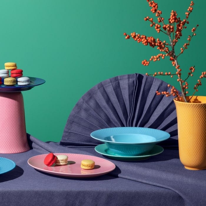 Lyngby Porcelæn Rhombe Color Oval Serving Dish, W: 11.2"