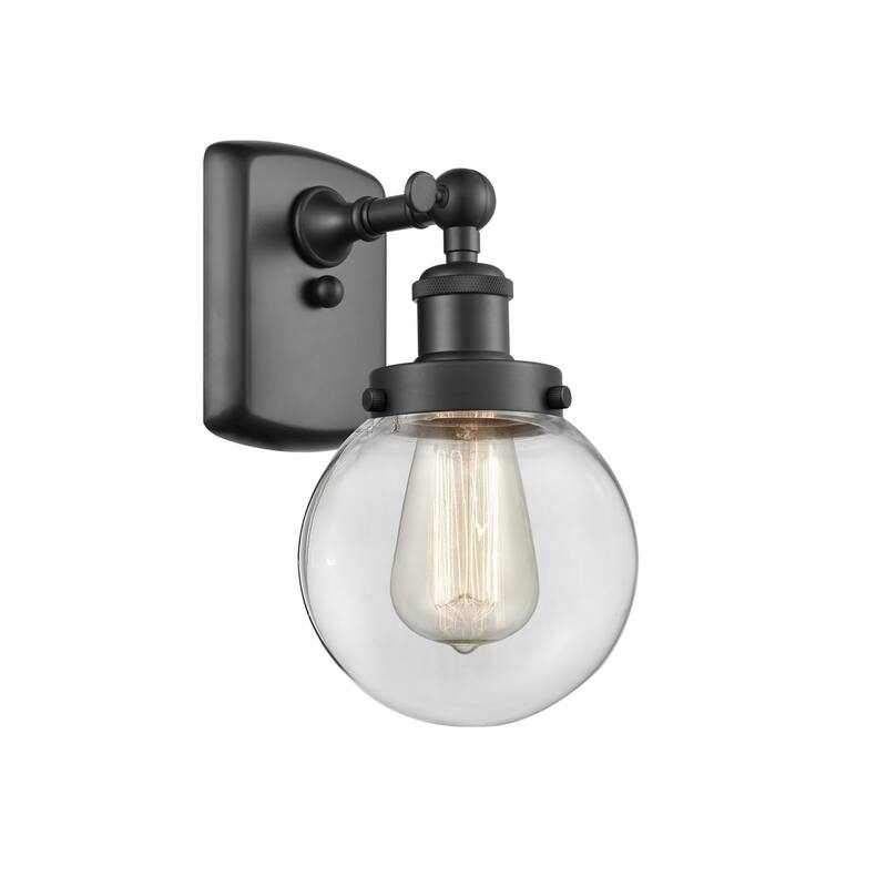 Innovations Lighting Beacon 6" Wide Bathroom Sconce - Matte Black / Clear