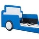 preview thumbnail 5 of 9, Roomfitters Twin Size Race Car-Shaped Platform Bed with Wheels, Fun and Sturdy Design, Blue