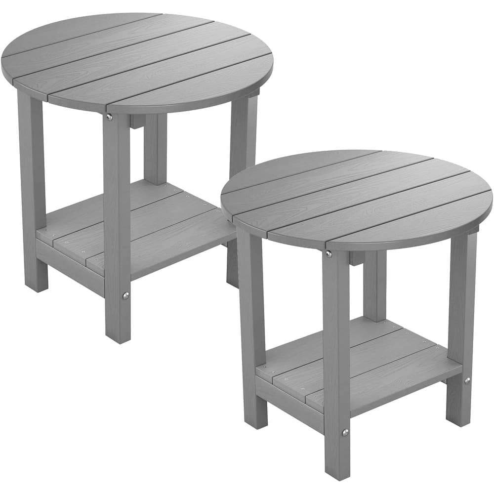 WINSOON All Weather HIPS Outdoor 2-Tier Outdoor Side Tables Adirondack Tables Set Of 2
