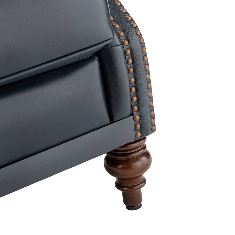 Alex Classic Wingback Leather Armchair with Nailhead Trim Set of 2 by HULALA HOME