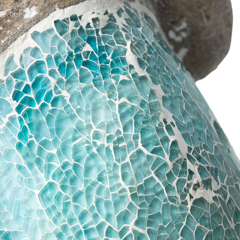 Glitzhome Faux Granite Mosaic Sitting Elephant Sea Horse Mermaid Garden Statue Ocean Figurine