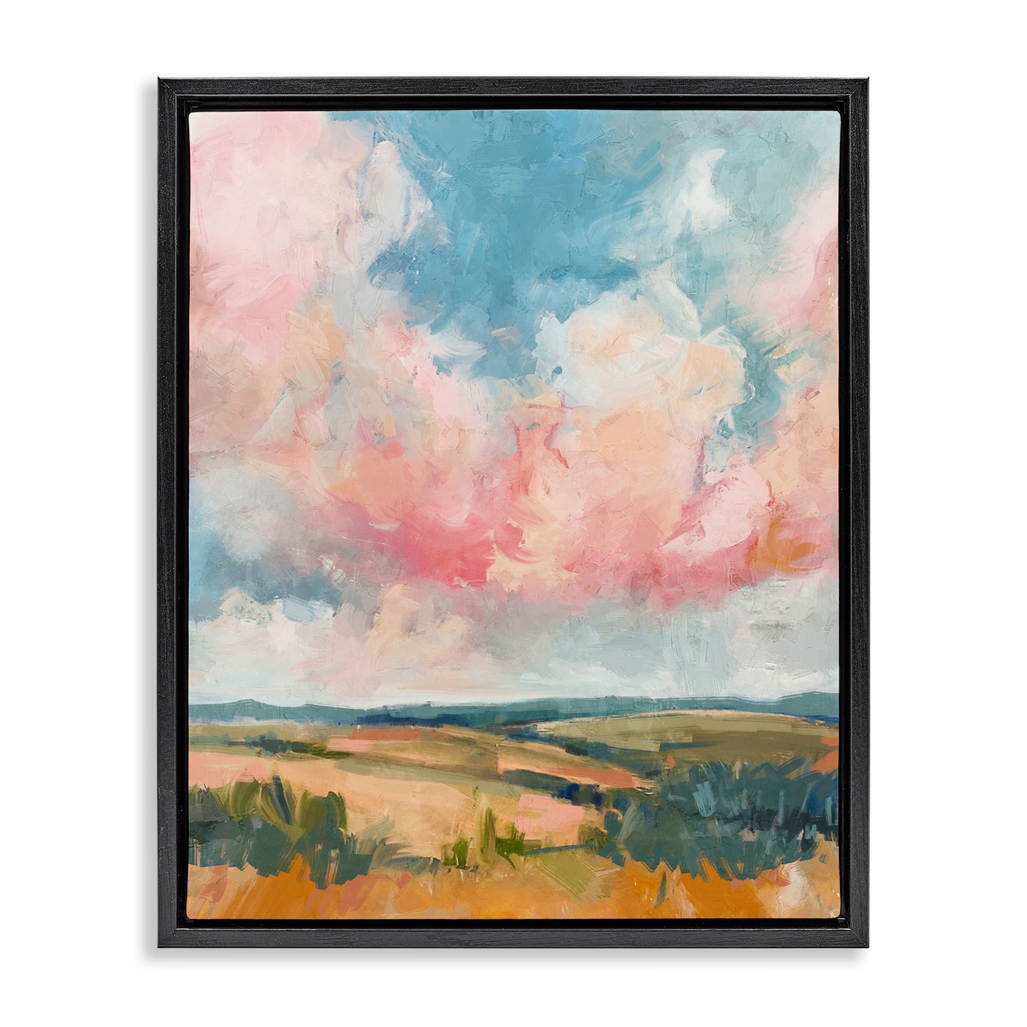 Stupell Pink Clouds over Farmland Framed Floater Canvas Wall Art Design By Nina Blue
