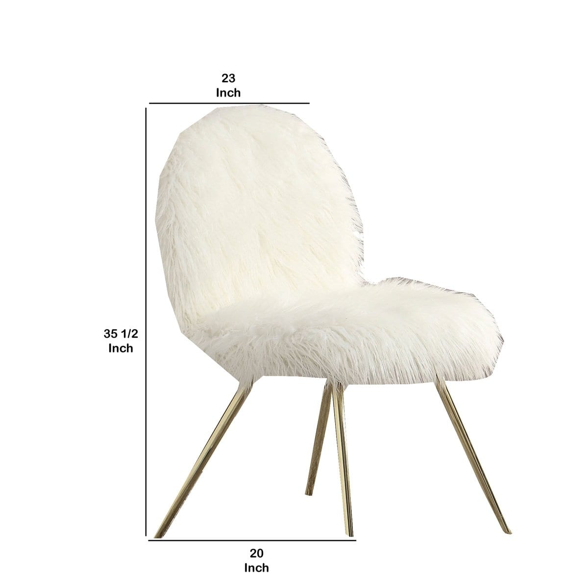 White and discount gold fluffy chair