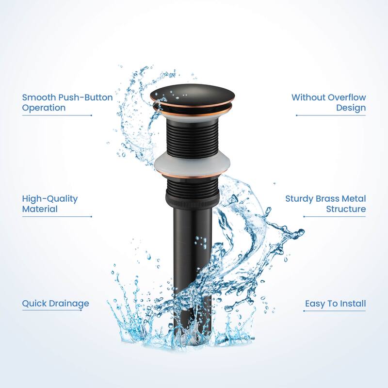 Bathroom Sink Pop Up Drain Stopper Full Cover without Overflow