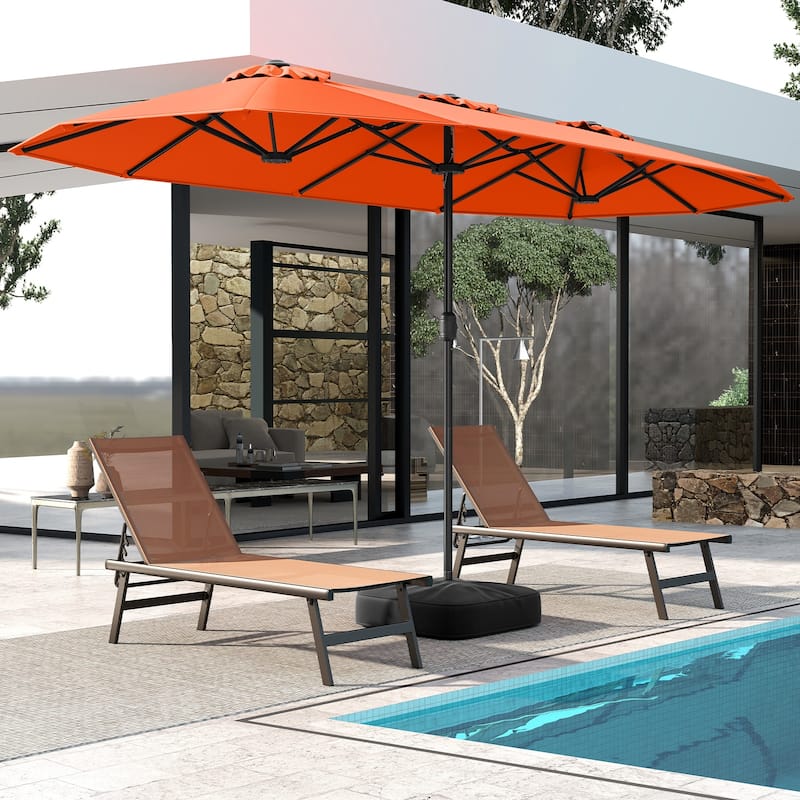 Gymax 13FT Double-sided Patio Umbrella w/ Crank Handle Umbrella Base