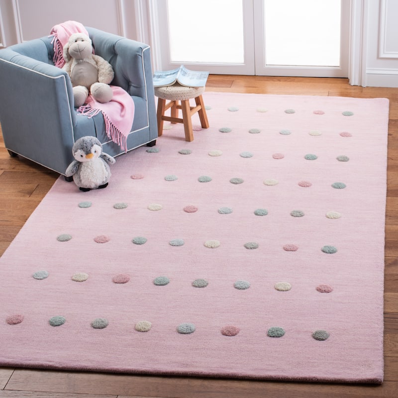 SAFAVIEH Kids Jayshree Polka Dot Wool Rug - 5' x 8' - Light Pink