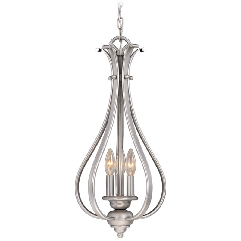 Monrovia 3 Light Teardrop Candle Pendant - Brushed Nickel - 11.25-in W x 24-in H x 11.25-in D