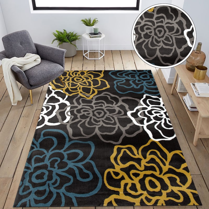 World Rug Gallery Contemporary Modern Floral Flowers Area Rug