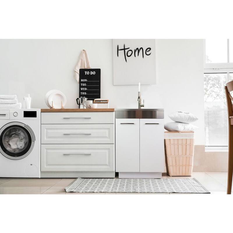 Transolid 24-in x 20-in x 34.6 Laundry Sink Cabinet with Faucet and Accessories, White - 27" x 23" x 27" - 27" x 23" x 27"