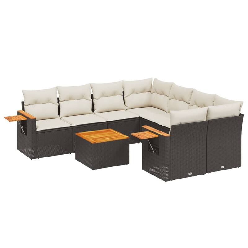 vidaXL Garden Sofa Set Black, Cream White - 21.7 x 21.7 x 14.6
