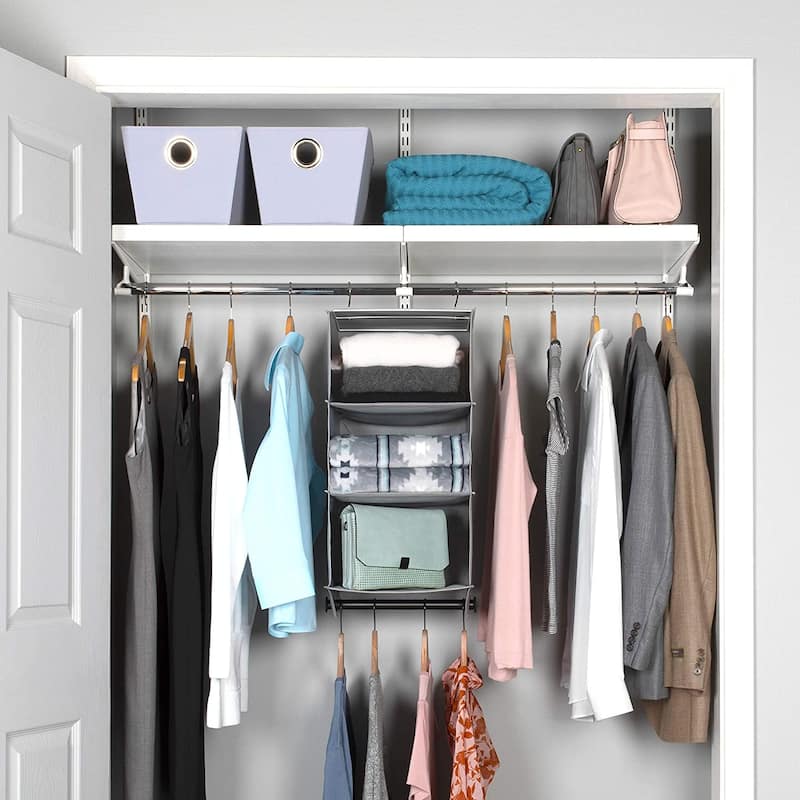 Hanging Closet Organizers with 3 Shelves - Closet Storage and RV Closet Organizer - Grey / Black