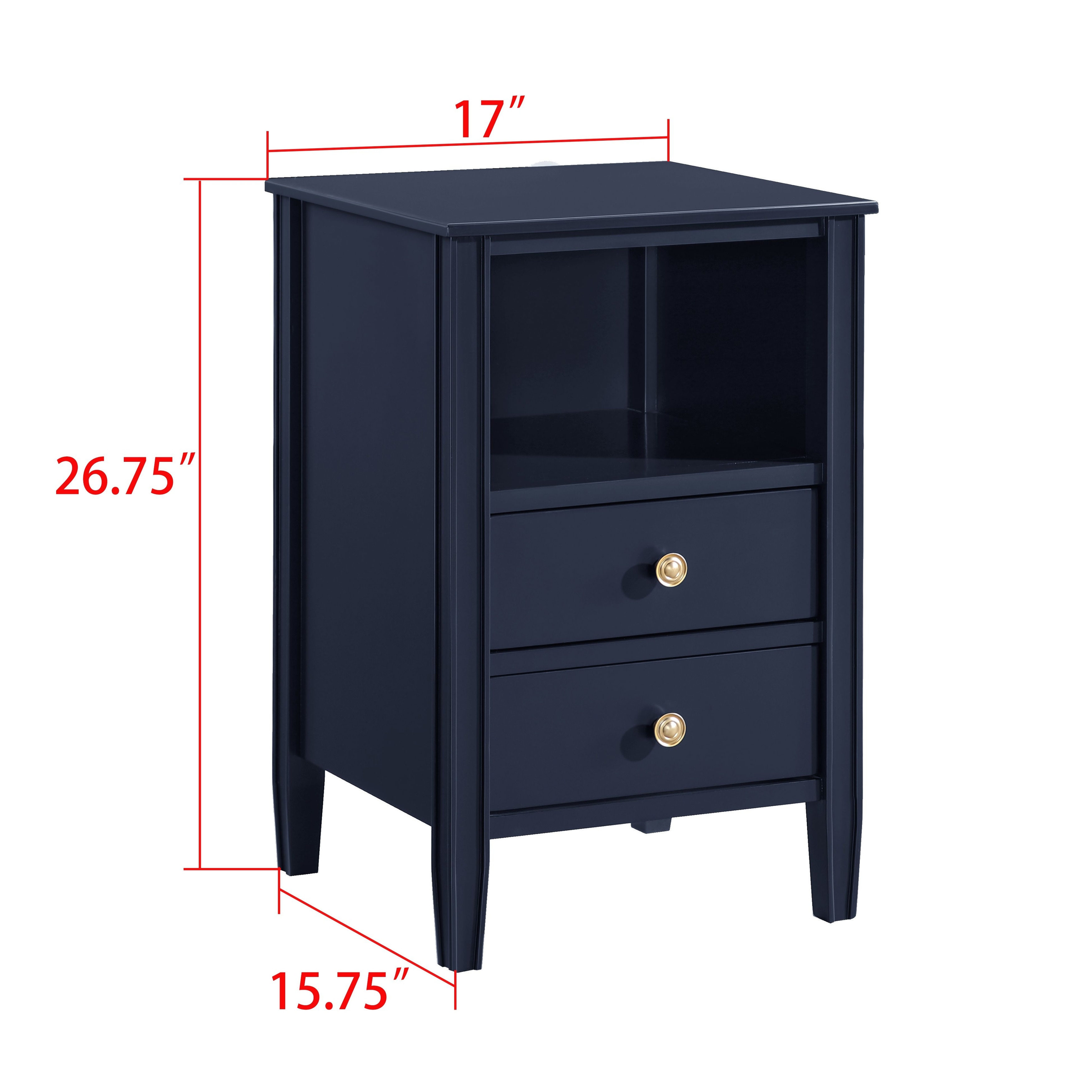 Modern Style storage Nightstand with 2-drawer and Open shelf