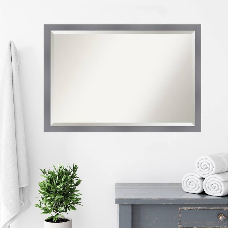 Edwin Beveled Wood Framed Bathroom Vanity Wall Mirror