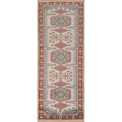 Geometric Viss Oriental Runner Rug Hand-Knotted Wool Carpet - 2'6"x 7'11"