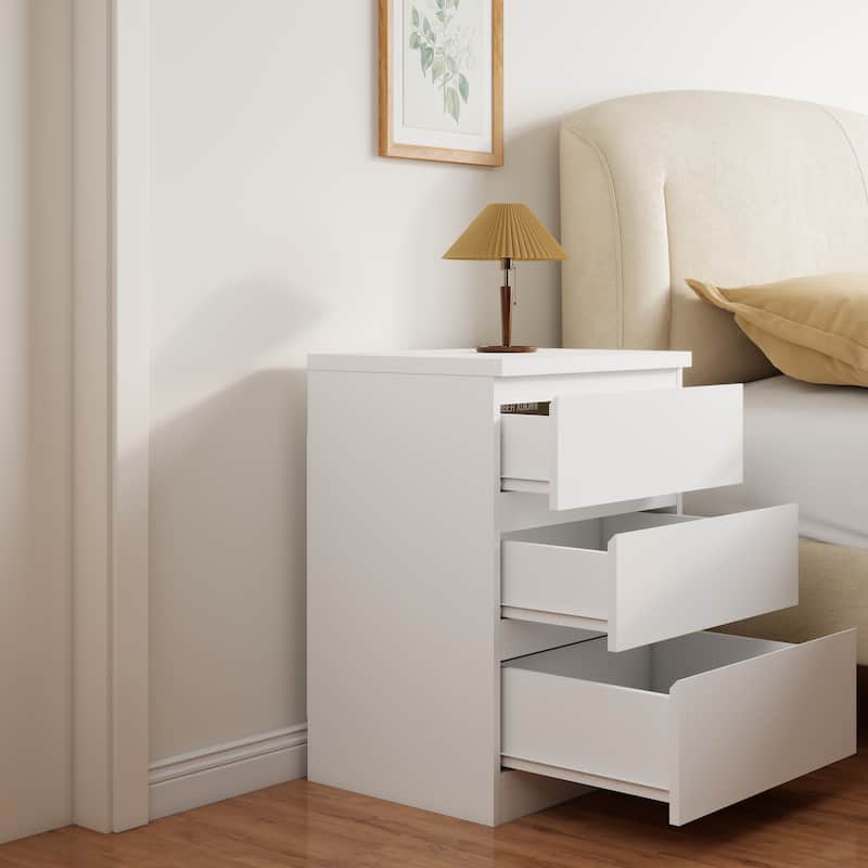 19.7-Inch Nightstand with 3 Drawers, Beside Table with Drawers Handle Free Design,Thickened Top Plate,for Bedroom,Living Room