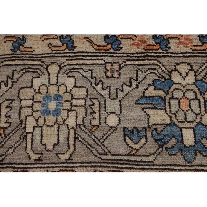 Oriental Oushak Turkish Large Rug Hand-Knotted Beige Wool Carpet - 10'1"x 14'0"