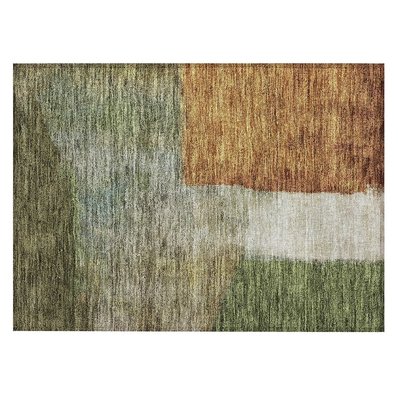 Machine Washable Indoor/ Outdoor Abstract Contemporary Chantille Rug