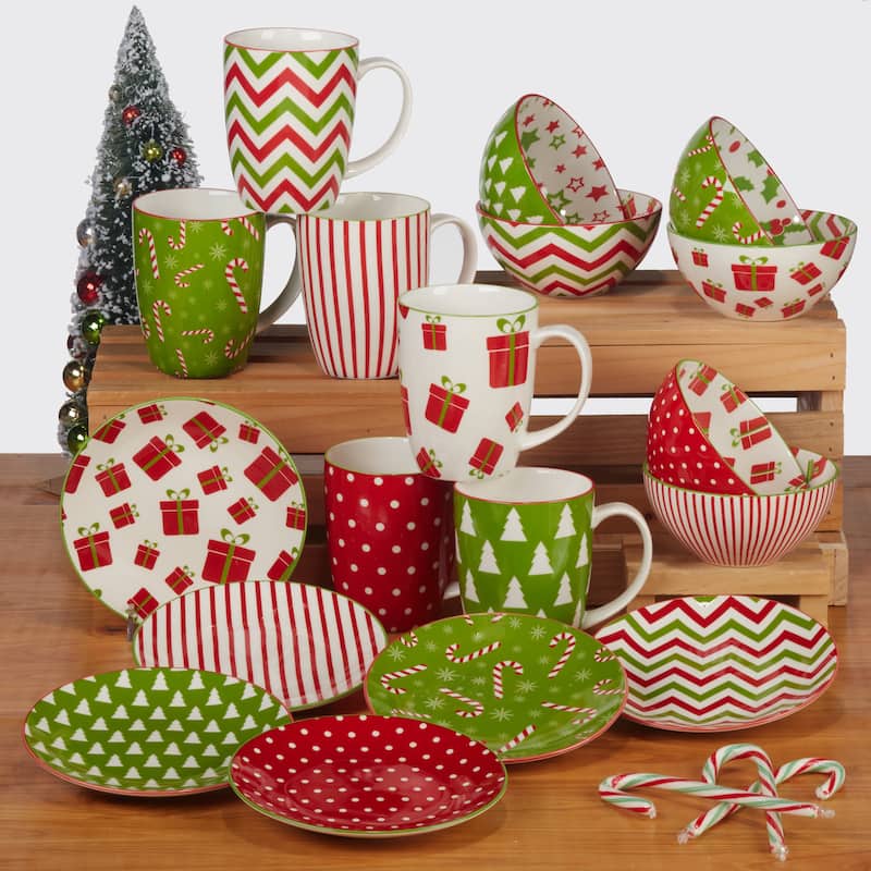 Certified International Holiday Fun 40 oz. Soup Bowls, Set of 6 Assorted Designs - 40 oz.