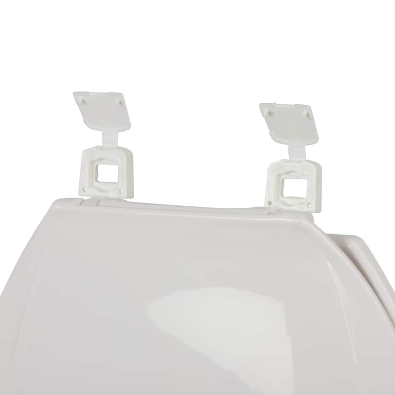 Bath Bliss Deluxe Plastic Round Toilet Seat in White - 14"x 17"x 1.8"