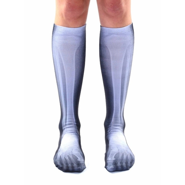 X-Ray Photo Print Knee High Socks - Black