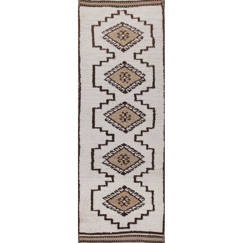 Natural Dye Tribal Anatolian Runner Rug Handmade Wool Carpet - 3'5"x 12'2"