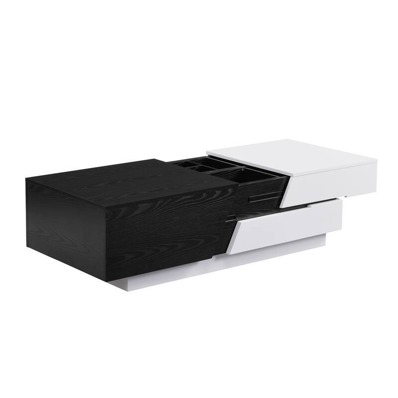 Modern Extendable Sliding Top Coffee Table with Storage