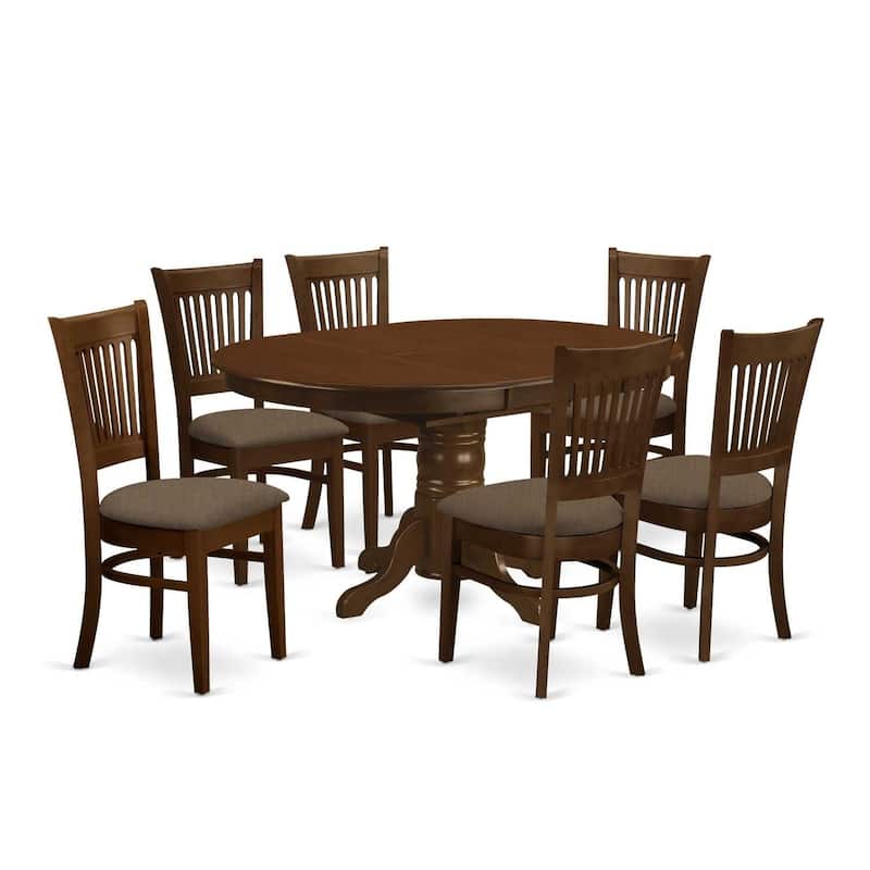 7 Piece Dining Table Set with 42x60 Inch Butterfly Leaf Table and 6 Slat Back Chairs in Espresso Finish