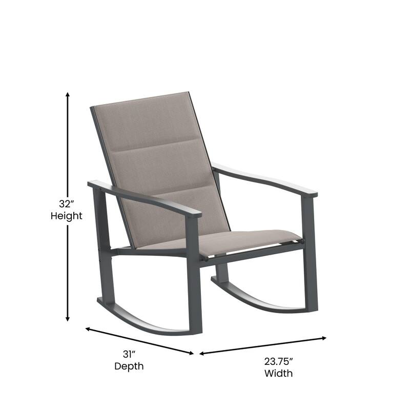 Set of 2 All Weather Flex Comfort Rocking Chairs with Metal Frames-Black/Black