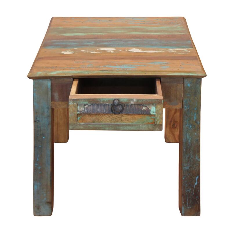 HomeRoots 24" Brown Solid Wood Square End Table With Drawer - 24.00 in. x 24.00 in. x 24.00 in.