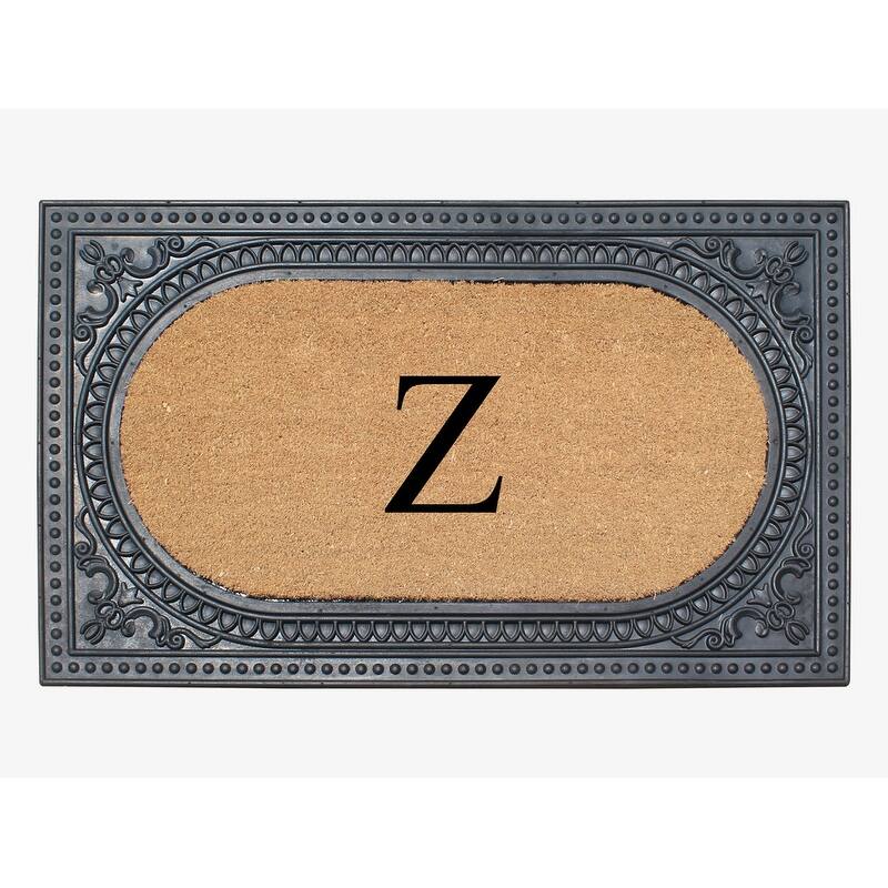A1HC First Impression Carson Rubber and Coir 24" X 39", Heavy Duty, Easy to Clean Outdoor Monogrammed Doormat - Black - Monogrammed Z