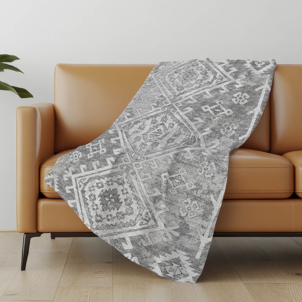 Premium Machine Washable ASB73 Boho Moroccan Sherpa Throw Blanket