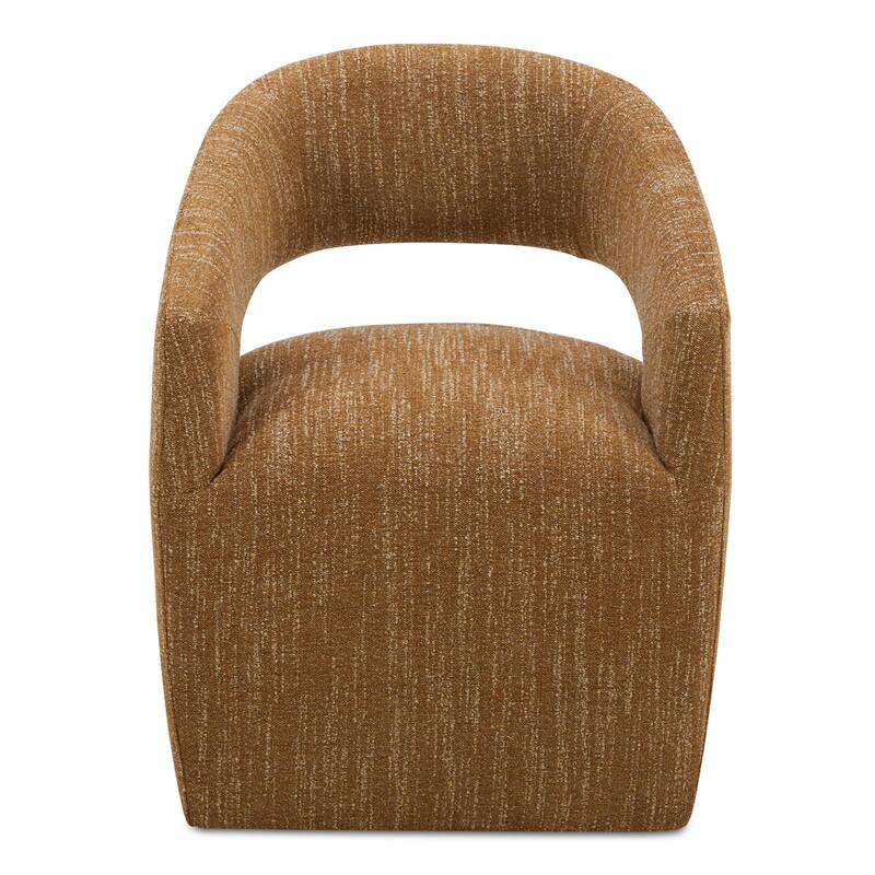 NADAAL STUDIOS Melisande,Rolling Dining Chair With Boucle Upholstery - 25.5"W x25.5"D x32.25"H - Amber