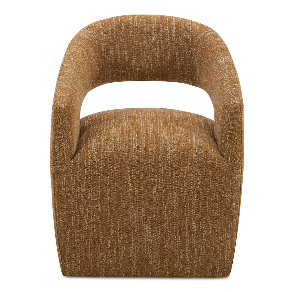 NADAAL STUDIOS Melisande,Rolling Dining Chair With Boucle Upholstery - 25.5"W x25.5"D x32.25"H