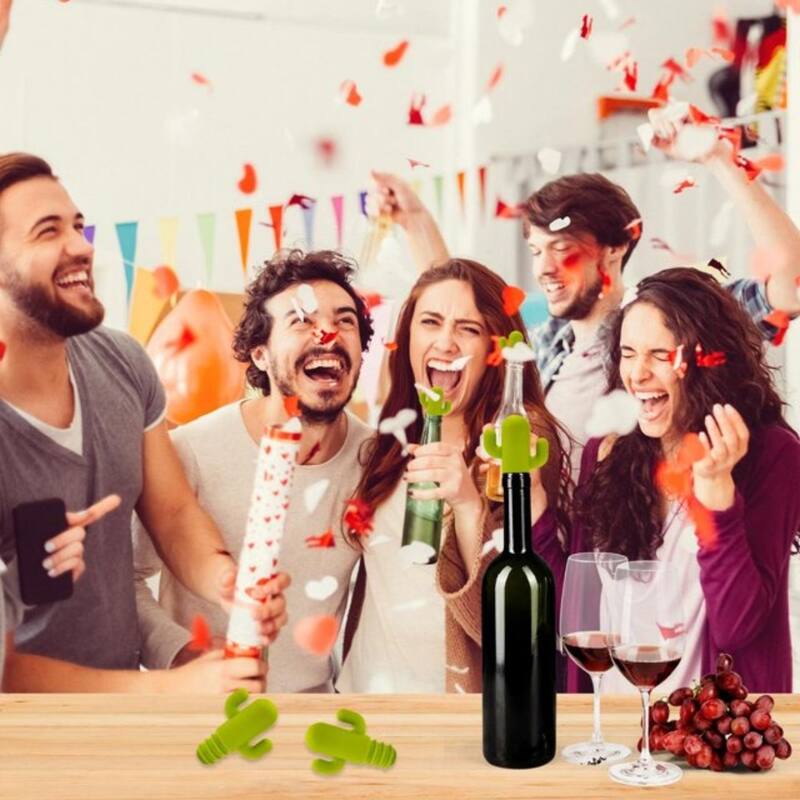 Wine Stopper, Green Cactus, 2-Pack